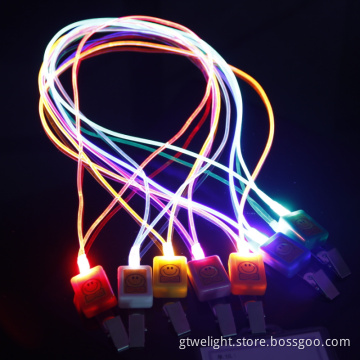 Round Optical LED Lanyard Glowing Neck Strap LED Luminous Lanyard